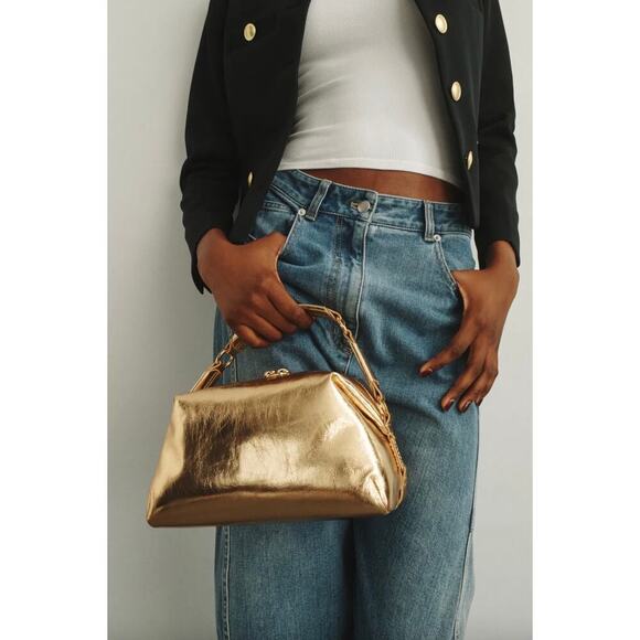 Sandro Gold Leather Clutch - Picture 2 of 7